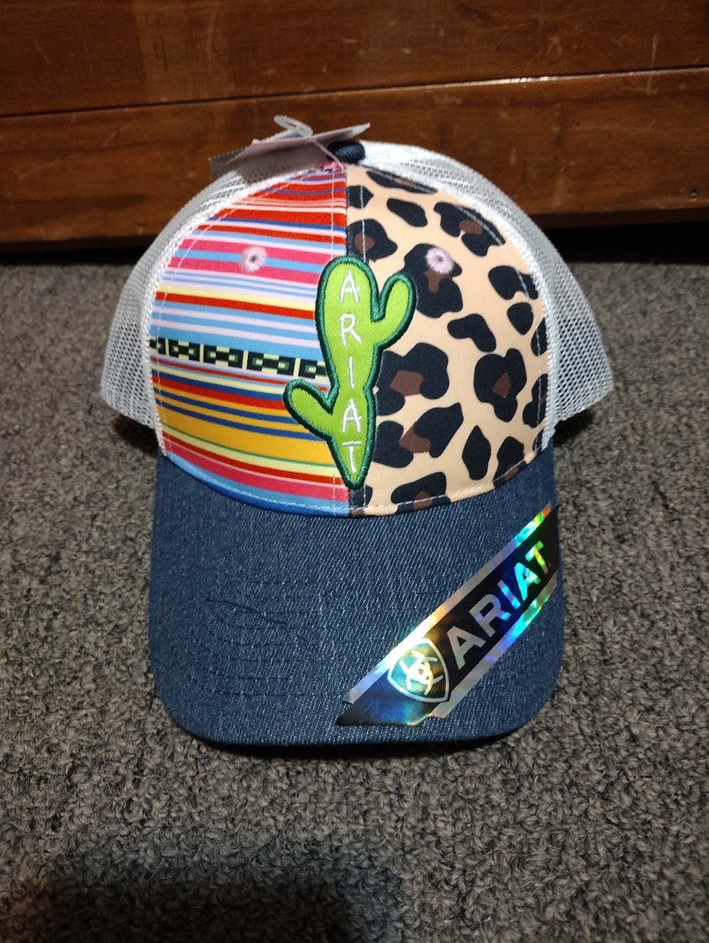 Ariat Men's Multi-Pattern Hat with Green Cactus Patch Hat